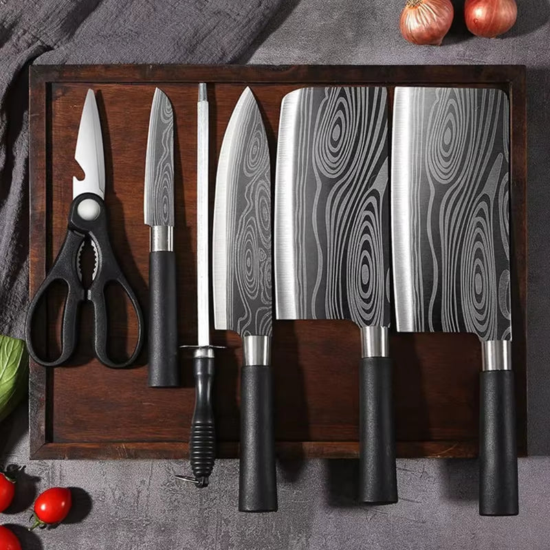 Certainly! Here's an optimized Laser Damascus Stainless Steel Kitchen Knife Set with Scissors & Sharpening Rod – Ultimate Chef Cooking Tools for Precision Slicing