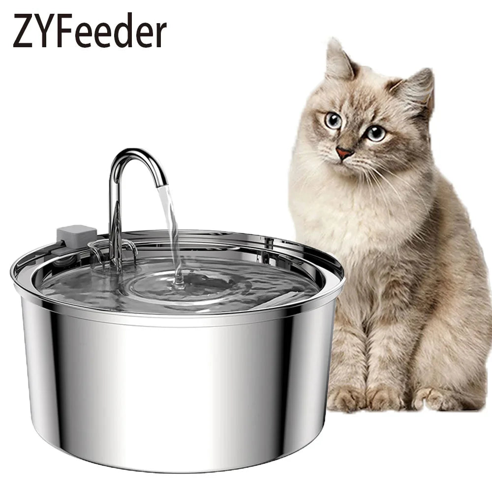 Stainless Steel Automatic Pet Water Fountain – USB-Powered, Ultra-Quiet Smart Drinking Bowl with Filter for Cats & Dogs
