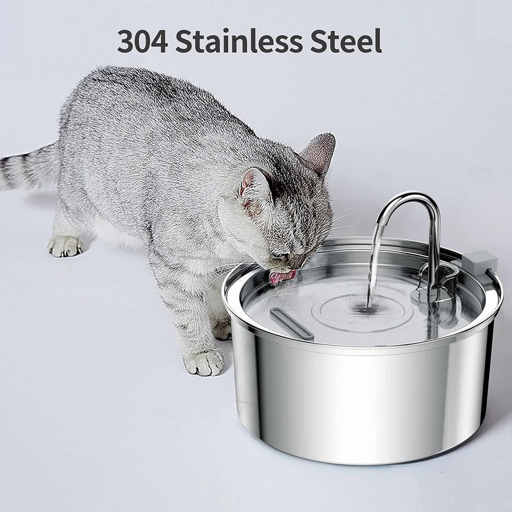 Stainless Steel Automatic Pet Water Fountain – USB-Powered, Ultra-Quiet Smart Drinking Bowl with Filter for Cats & Dogs 