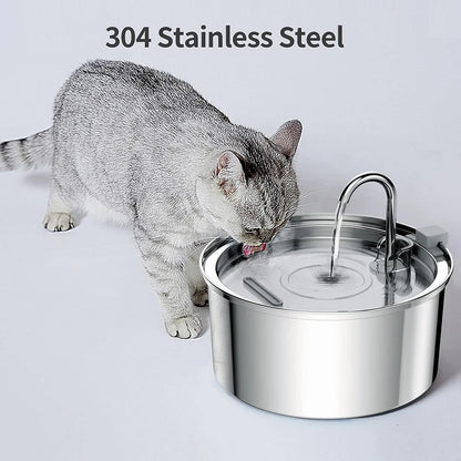 Stainless Steel Automatic Pet Water Fountain – USB-Powered, Ultra-Quiet Smart Drinking Bowl with Filter for Cats & Dogs 